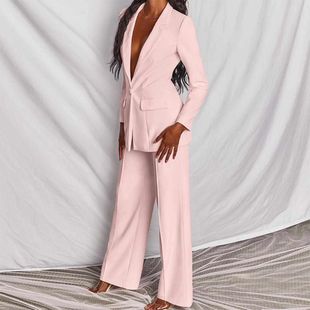 Women’s Wool Blend Blazer and Trousers Set – Elegant Couture Inspired Tailored Luxe Finish Suit