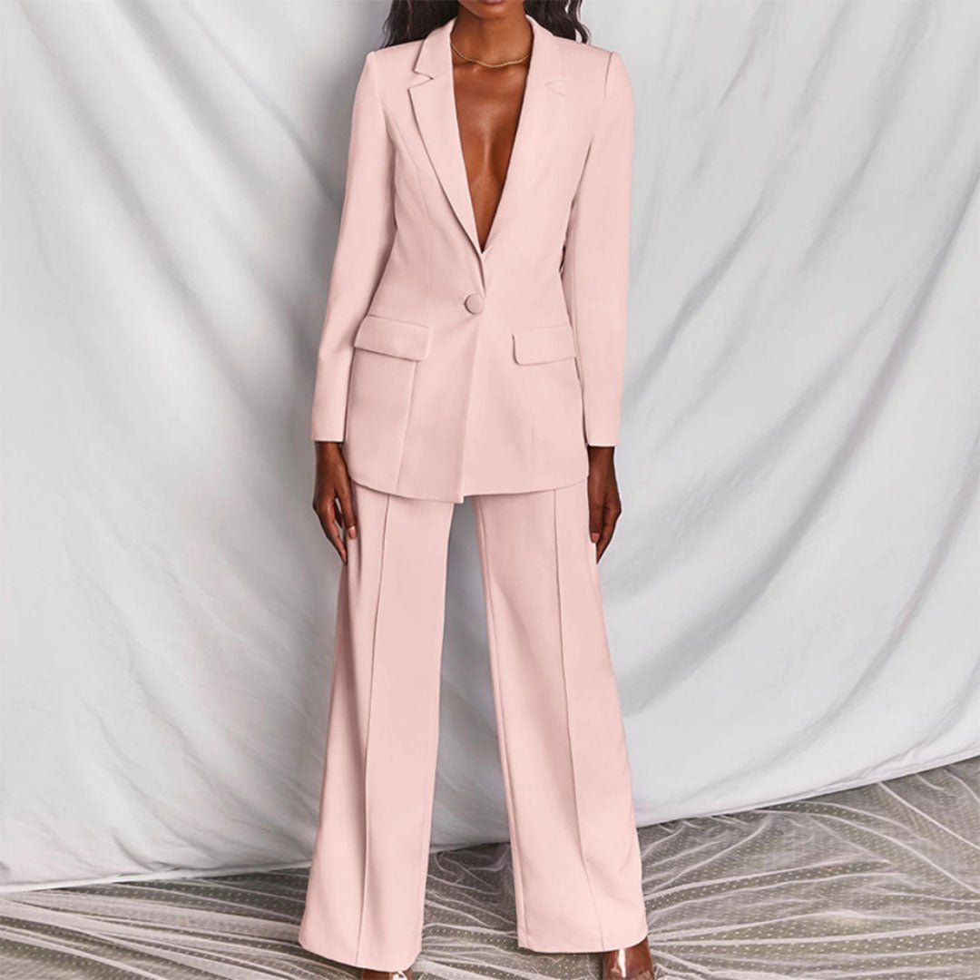 Women’s Wool Blend Blazer and Trousers Set – Elegant Couture Inspired Tailored Luxe Finish Suit