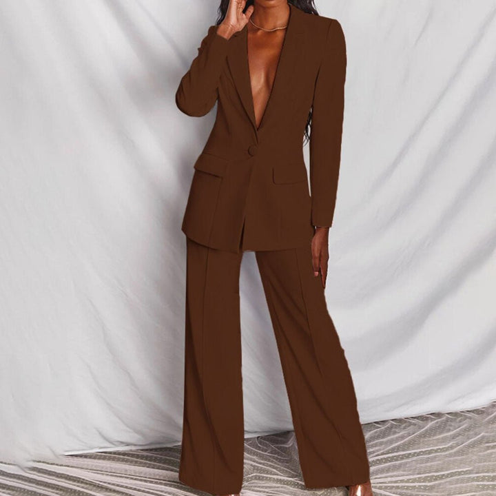 Women’s Wool Blend Blazer and Trousers Set – Elegant Couture Inspired Tailored Luxe Finish Suit