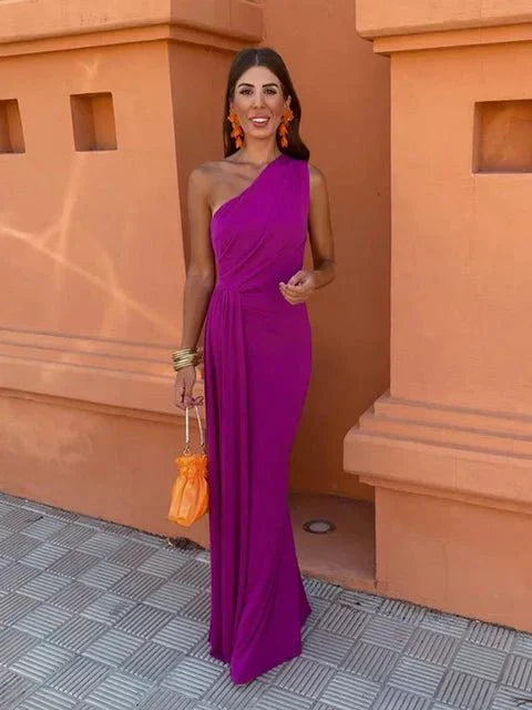 Women’s Satin Wedding Guest Dress – Elegant Contouring Bodice Figure Flattering Design