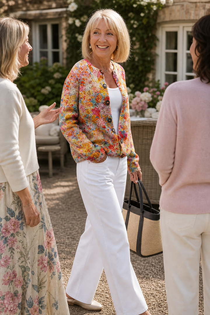 Helena – Floral Open-Front Knitted Cardigan
