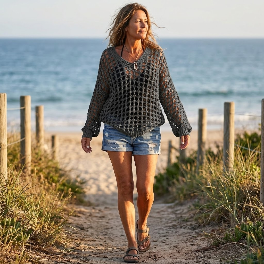 Covena – Women's Lightweight Crocheted Knit Top