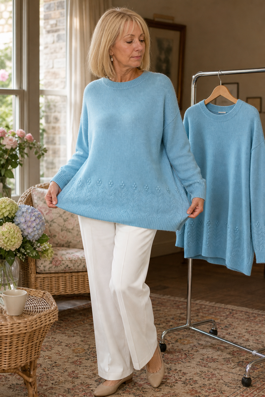 Cablesse – Knitted Cable Sweater with Round Neck
