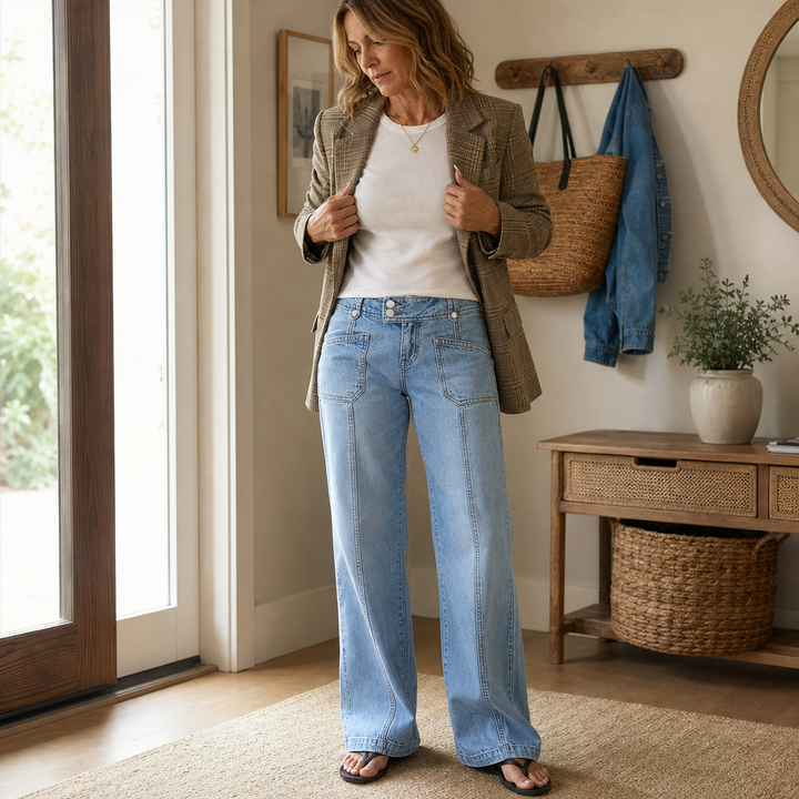 Aaliyah | Women's Jeans with Patch Pockets and Wide Legs
