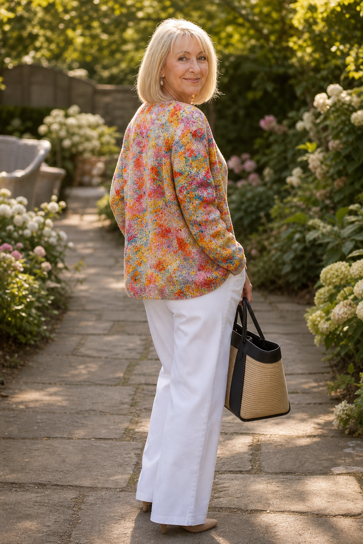 Helena – Floral Open-Front Knitted Cardigan