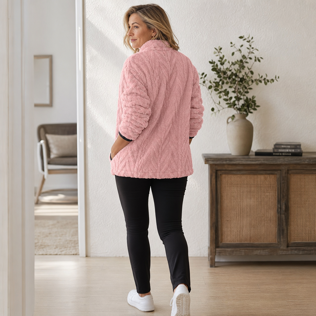 Lunelle – Plush Half-Zip Fleece Pullover with Kangaroo Pocket