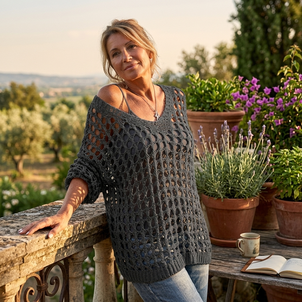 Covena – Women's Lightweight Crocheted Knit Top