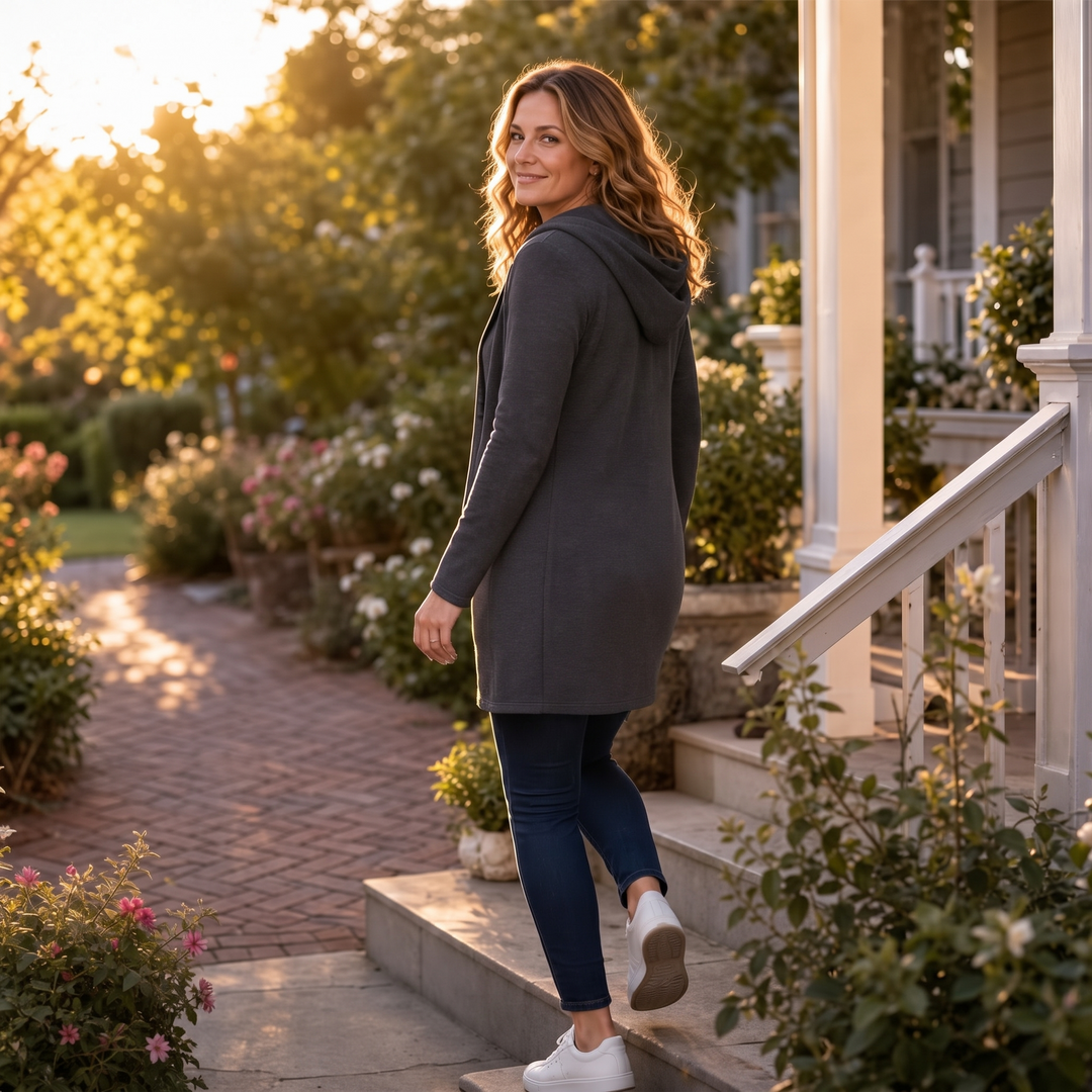 Magnolia | Women's Long Hoodie with Zipper and Pockets