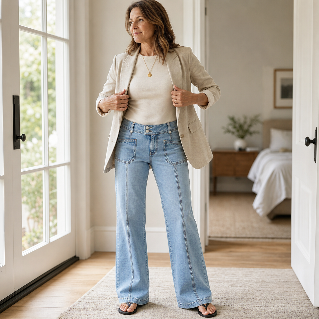 Aaliyah | Women's Jeans with Patch Pockets and Wide Legs