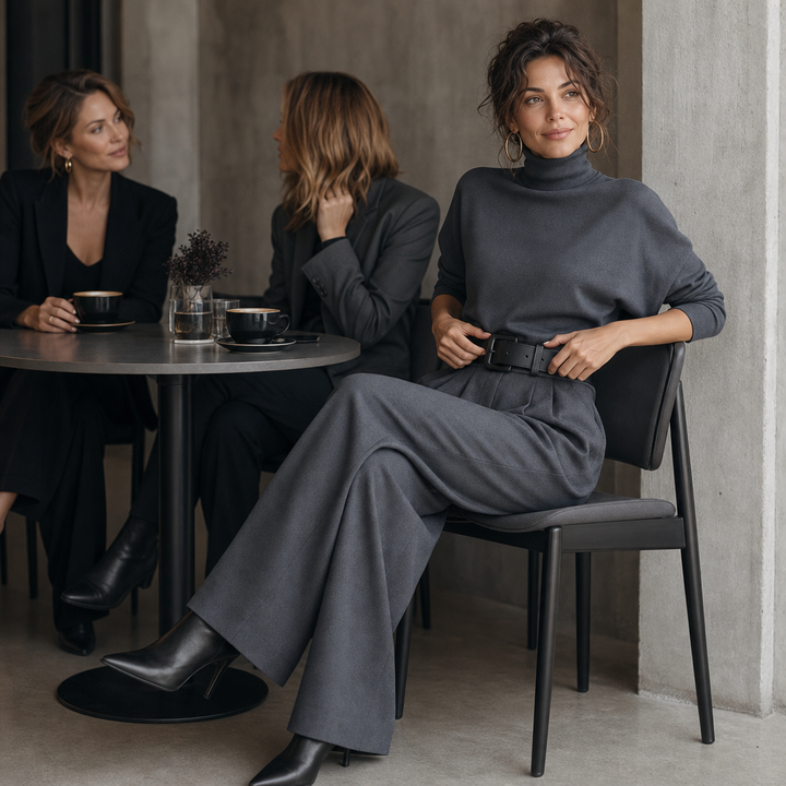 Genesis | Women's Two-Piece Set with Turtleneck and Pleats