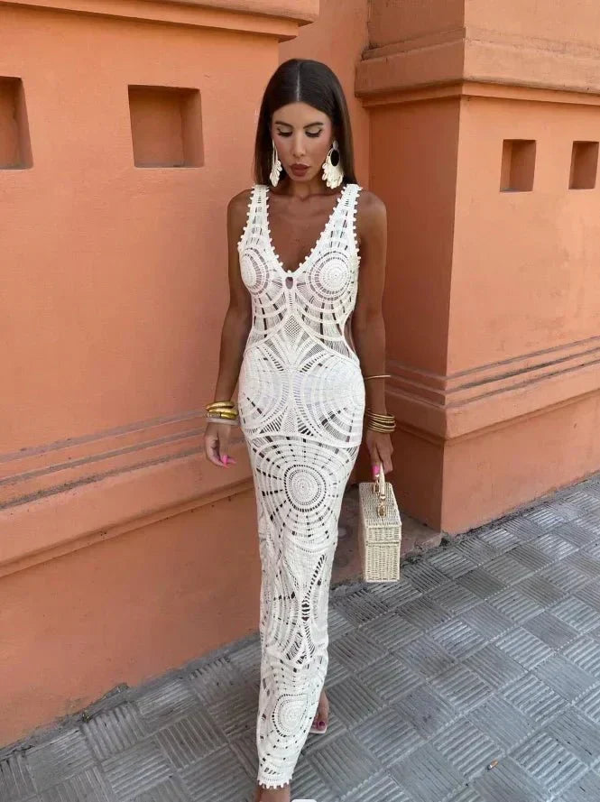 Women’s Chiffon Linen Blend Dress – Elegant Wrap Silhouette Midsection Contouring Dress