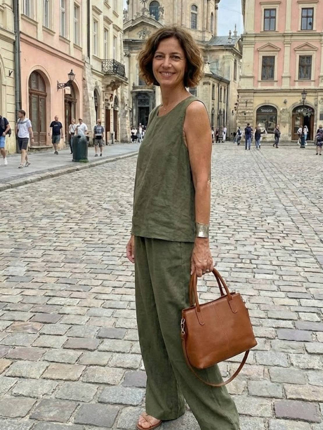Alina | Sleeveless Tank Top with Matching Wide-Leg Trousers