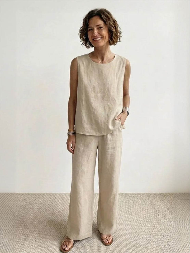Alina | Sleeveless Tank Top with Matching Wide-Leg Trousers