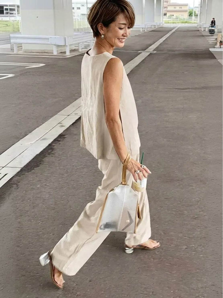 Alina | Sleeveless Tank Top with Matching Wide-Leg Trousers
