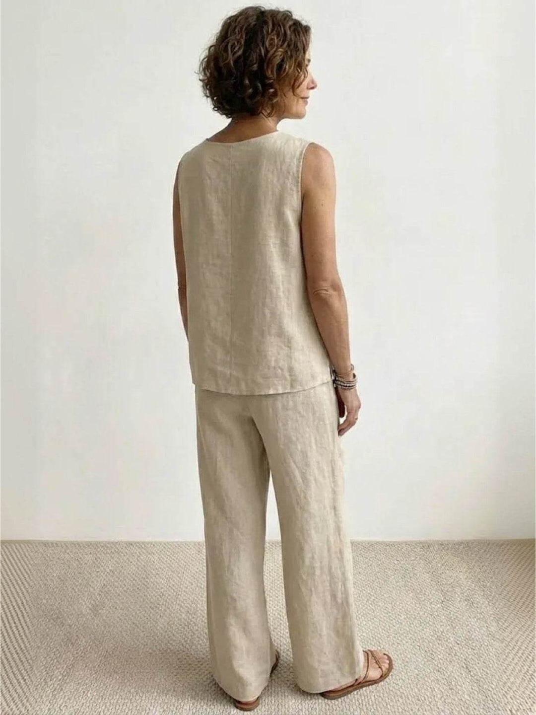 Alina | Sleeveless Tank Top with Matching Wide-Leg Trousers