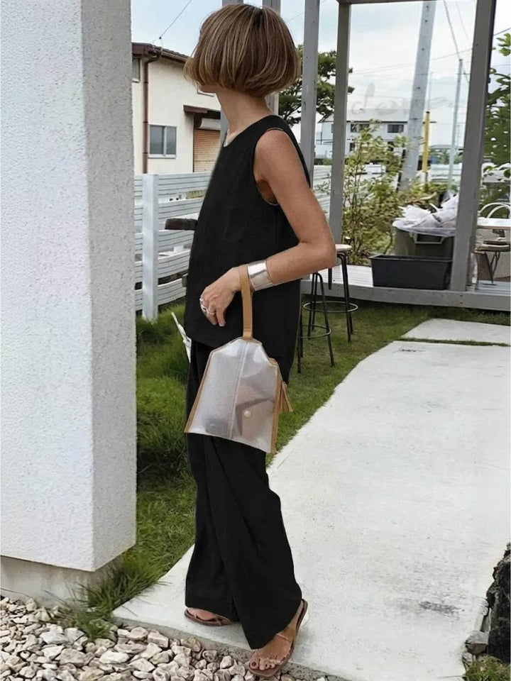 Alina | Sleeveless Tank Top with Matching Wide-Leg Trousers