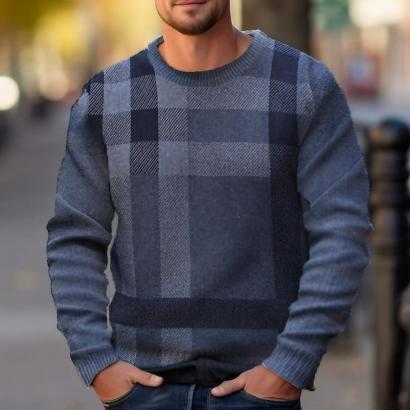Gordon | Checked Sweater with Round Neck