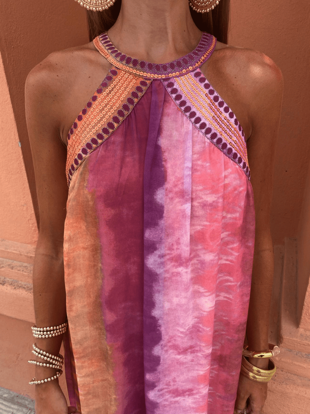 Exquisite Ombre Gradient Lightweight Sheer Chiffon For Flattering Silhouette Dress
