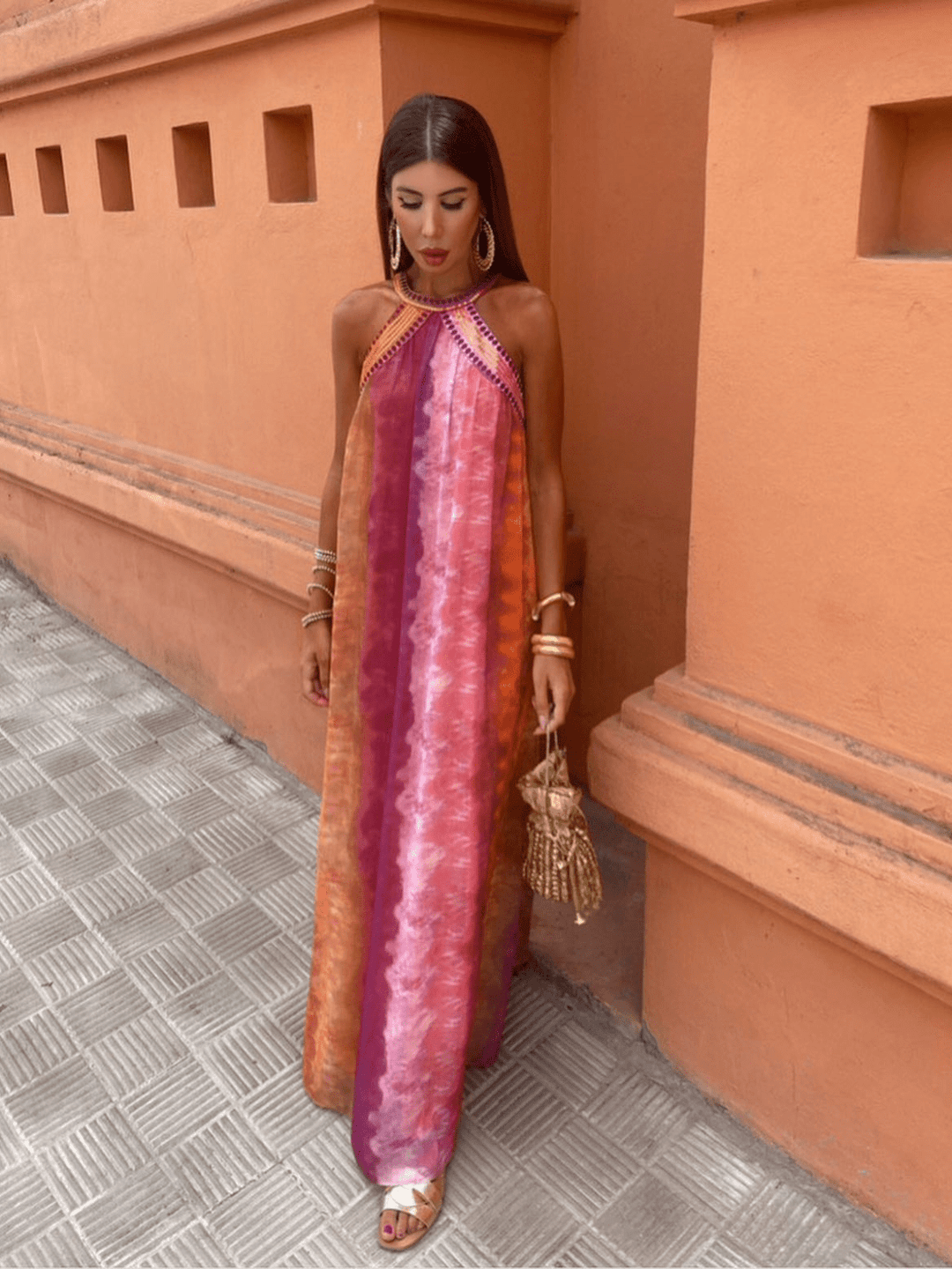 Exquisite Ombre Gradient Lightweight Sheer Chiffon For Flattering Silhouette Dress