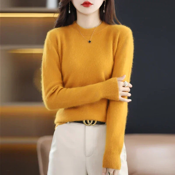Lyrawea Women's 100% Cashmere O-Neck Sweater Slim Fit
