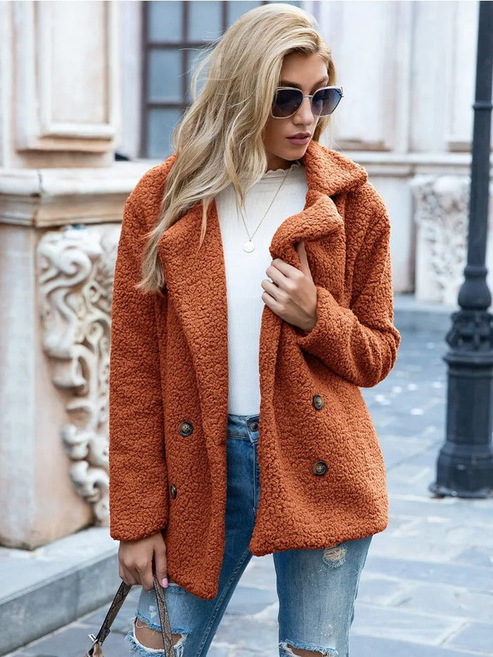 SOPHIA – ELEGANT DOUBLE-BREASTED TEDDY COAT