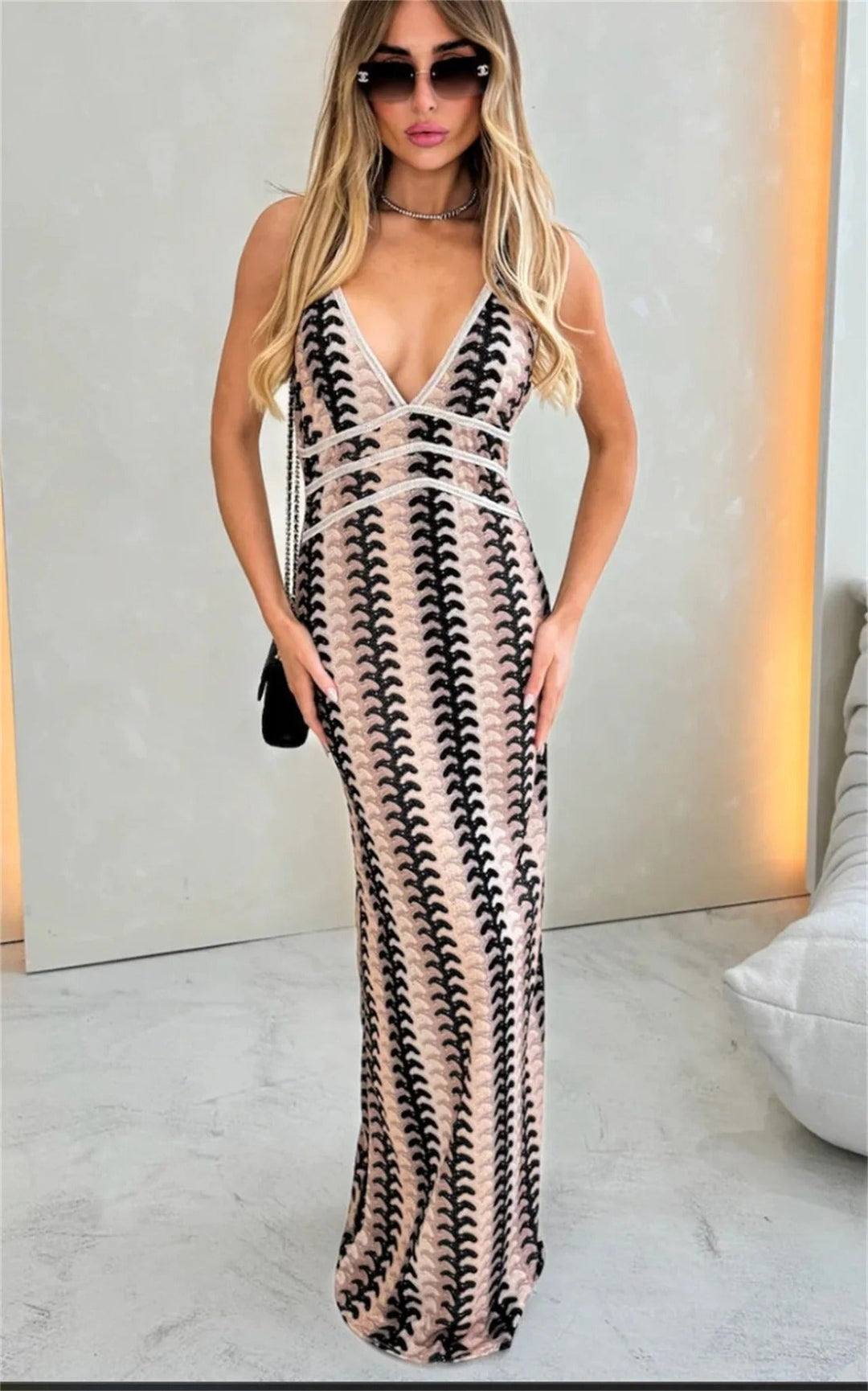 Effortless Elegant Bohemian Crochet Patterning Draped Lace Beachside Wedding Dress