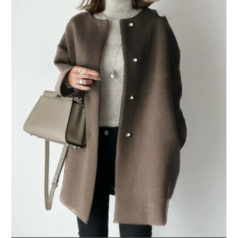Women’s Elegant Oversized Button Winter Coat