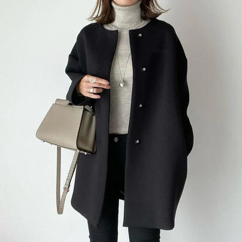 Women’s Elegant Oversized Button Winter Coat