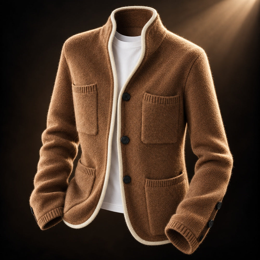 Cecilia | Men's Cardigan with Buttons and Patch Pockets