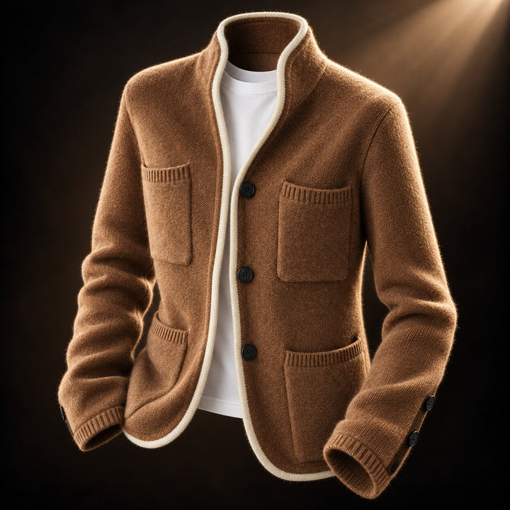 Cecilia | Men's Cardigan with Buttons and Patch Pockets
