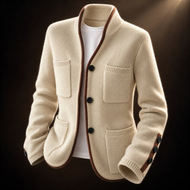 Cecilia | Men's Cardigan with Buttons and Patch Pockets