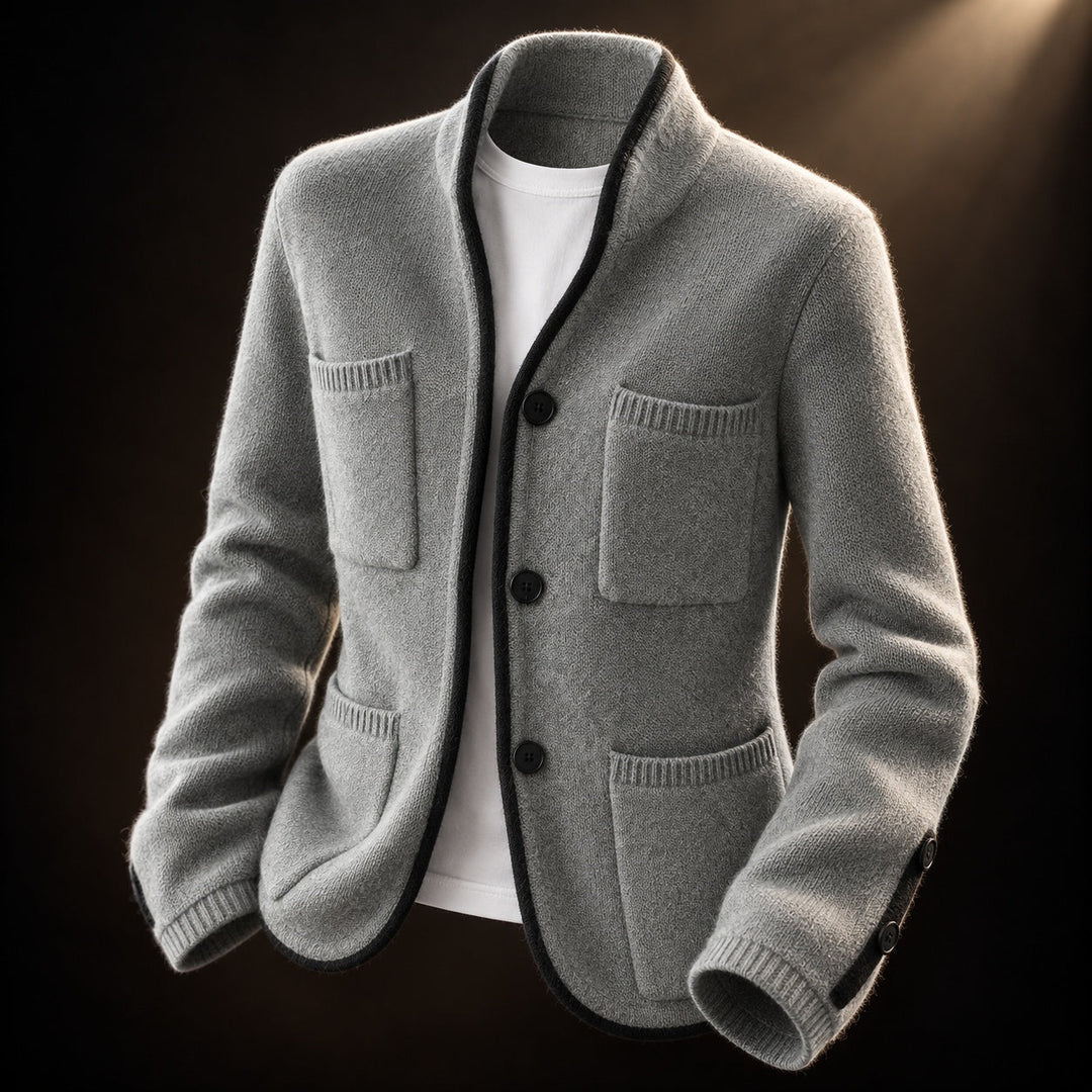 Cecilia | Men's Cardigan with Buttons and Patch Pockets
