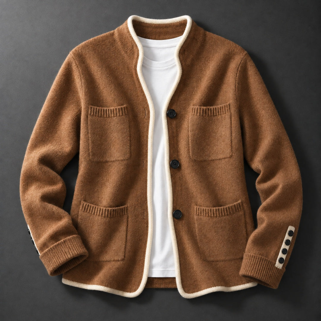 Cecilia | Men's Cardigan with Buttons and Patch Pockets