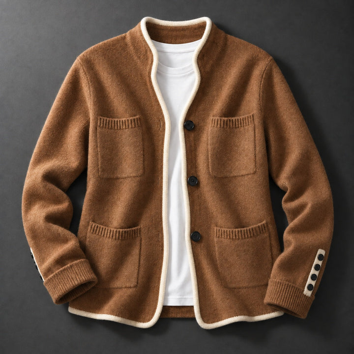 Cecilia | Men's Cardigan with Buttons and Patch Pockets