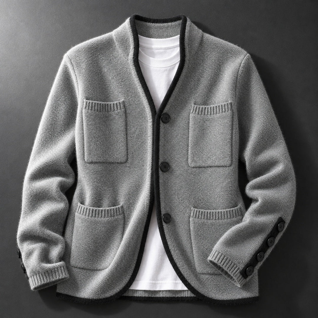 Cecilia | Men's Cardigan with Buttons and Patch Pockets