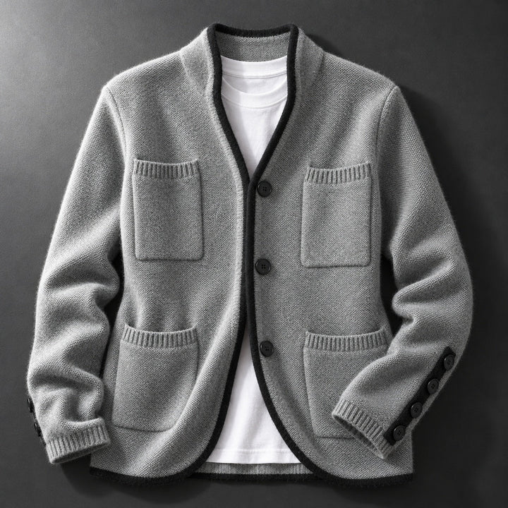 Cecilia | Men's Cardigan with Buttons and Patch Pockets