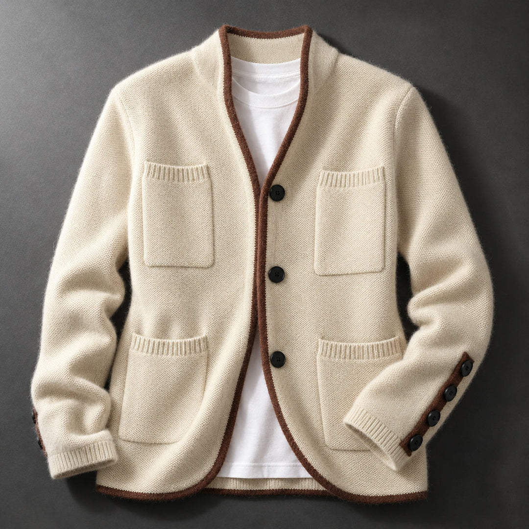 Cecilia | Men's Cardigan with Buttons and Patch Pockets