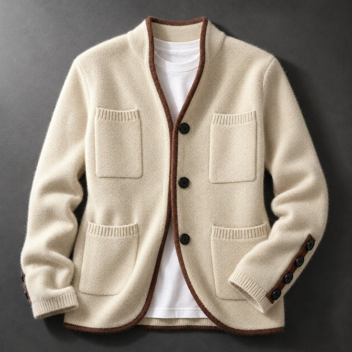 Cecilia | Men's Cardigan with Buttons and Patch Pockets