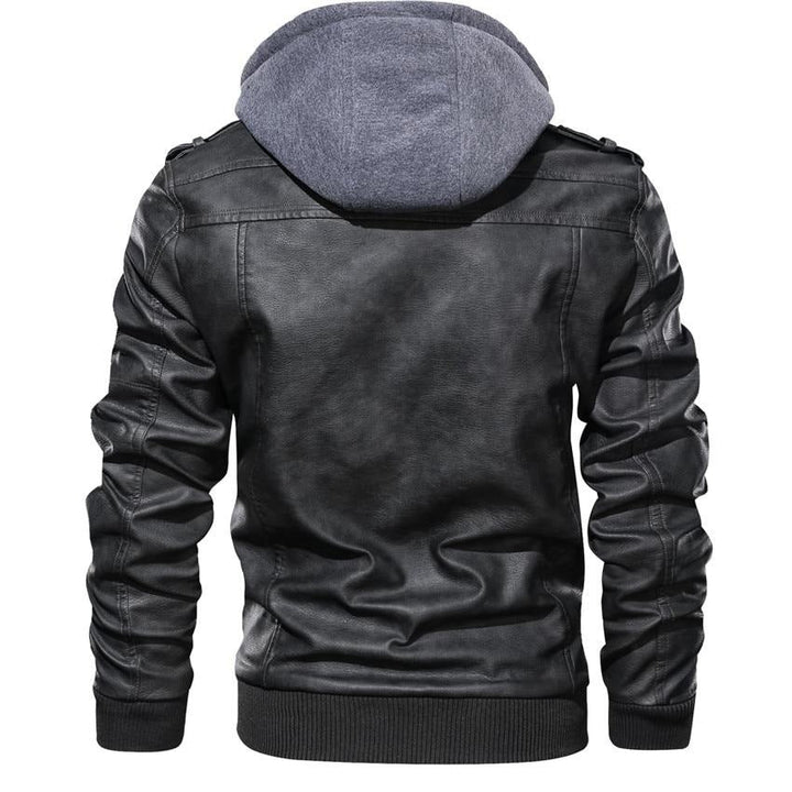 Men's Hooded Faux Leather Jacket