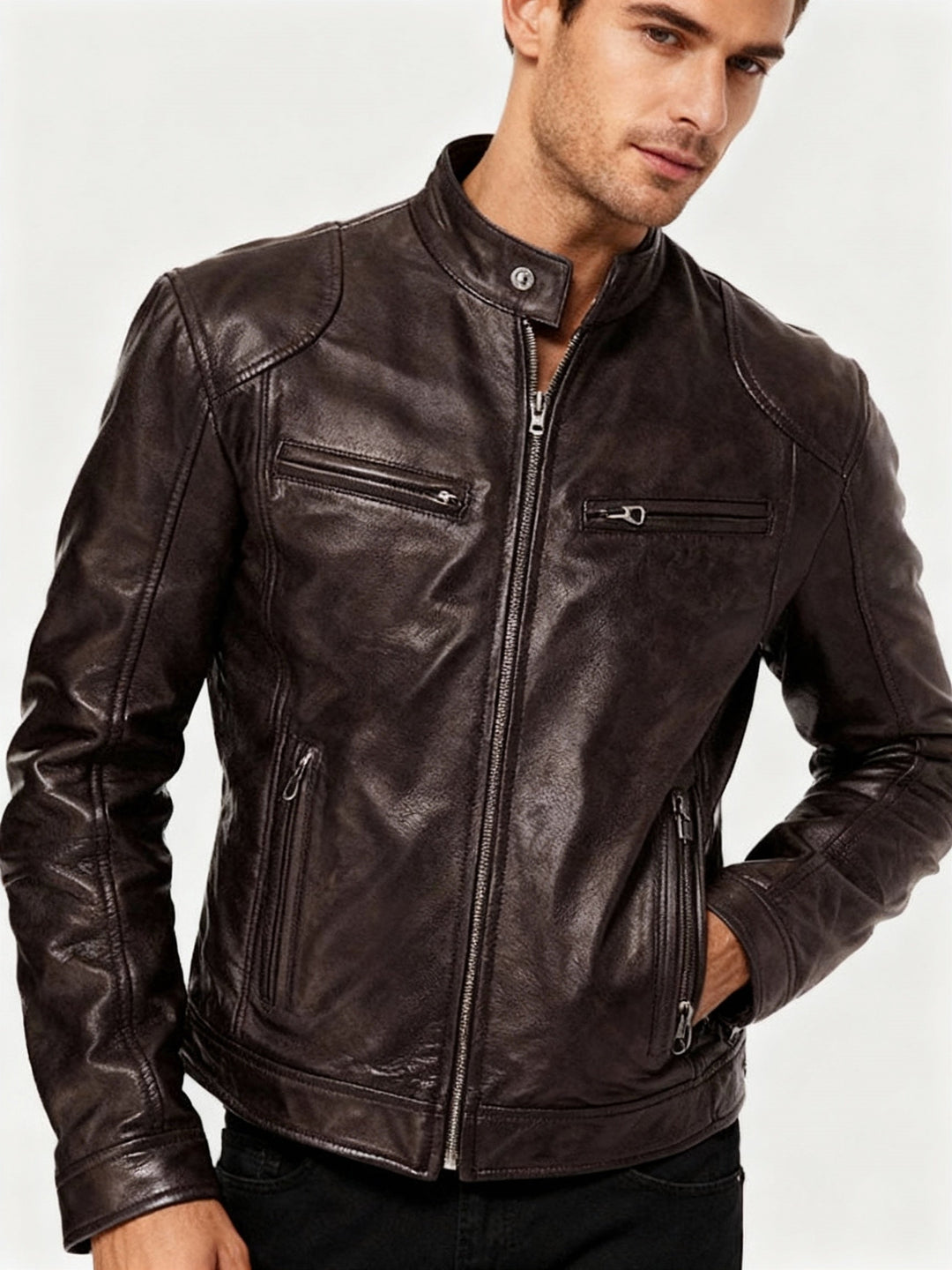 | Sustainable Faux Leather Casual Jacket