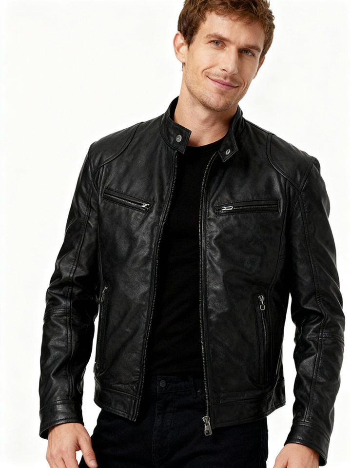 | Sustainable Faux Leather Casual Jacket