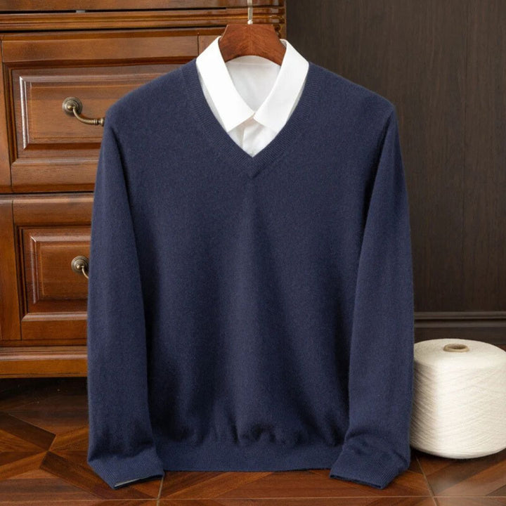 Men's V-Neck Sweater Made of Merino Wool
