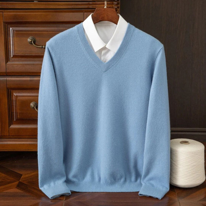 Men's V-Neck Sweater Made of Merino Wool