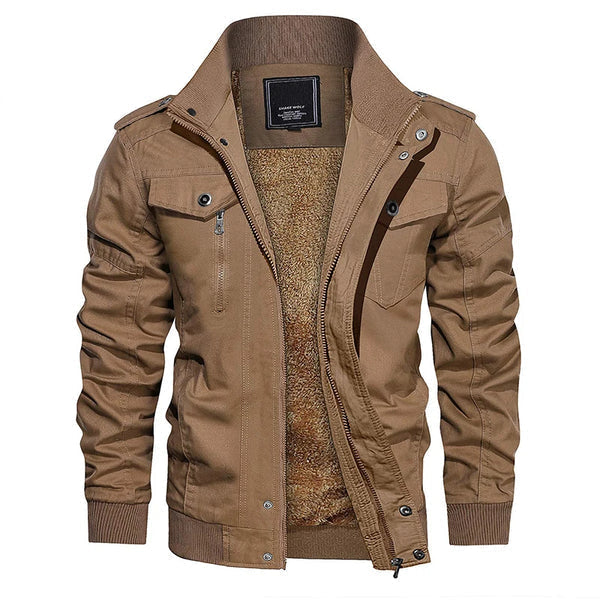 Men's Casual Bomber Jacket with Long Sleeves