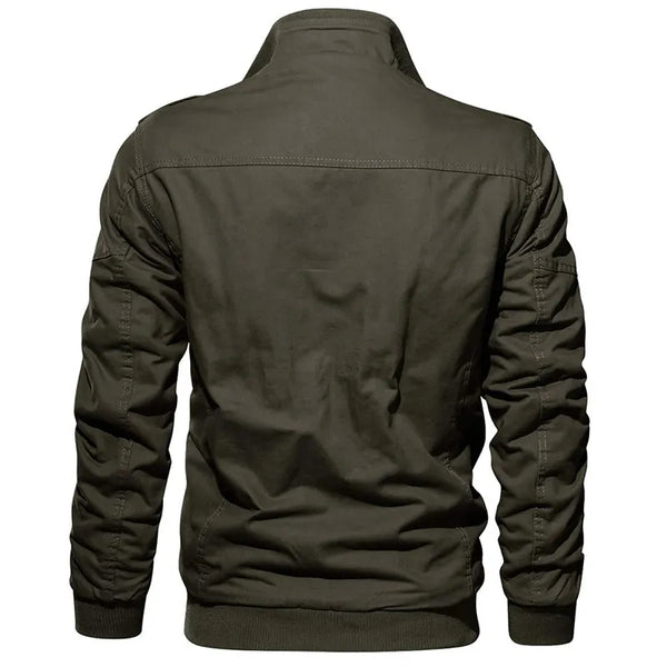 Men's Casual Bomber Jacket with Long Sleeves