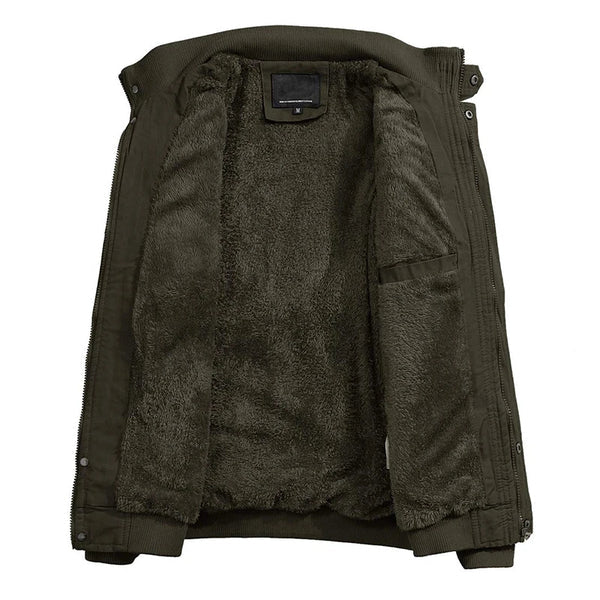 Men's Casual Bomber Jacket with Long Sleeves