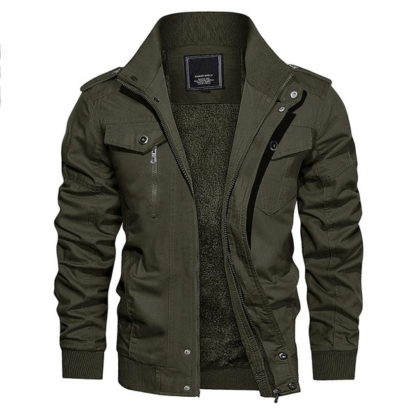 Men's Casual Bomber Jacket with Long Sleeves