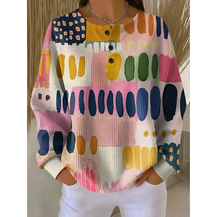 Melody | Sweatshirt with Button Neck Print