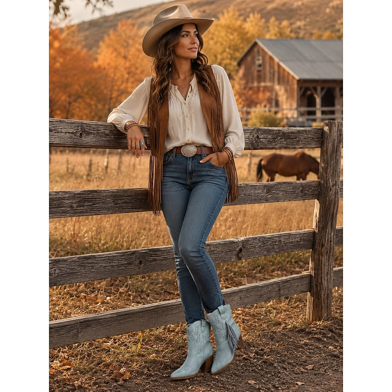 Corinne | Fringe Western Ankle Boots