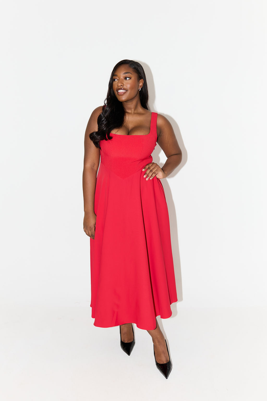 Timeless Square-Neck Georgette With Ultra-Flowy Silhouette And Comfort Midi Dress